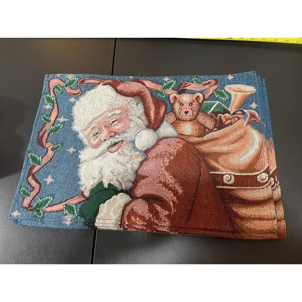 SET OF 8 Santa's Night Christmas Traditions Santa Claus Toys Tapestry Placemats